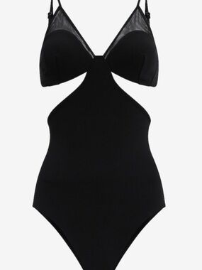 Express Black Mesh Cutout Bodysuit Women’s Small NWT $68